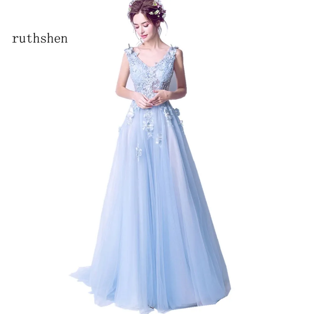 ruthshen Sexy Prom Dresses 2020 New V-Neck Embroidery Butterfly Long Evening Gowns See Through Light Blue Formal Dress
ruthshen Sexy Prom Dresses 2020 New V-Neck Embroidery Butterfly Long Evening Gowns See Through Light Blue Formal Dress