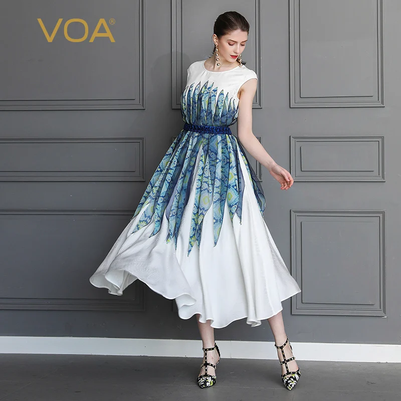 Фото Платье VOA женское длинное шелковое жаккардовое с высокой талией туника