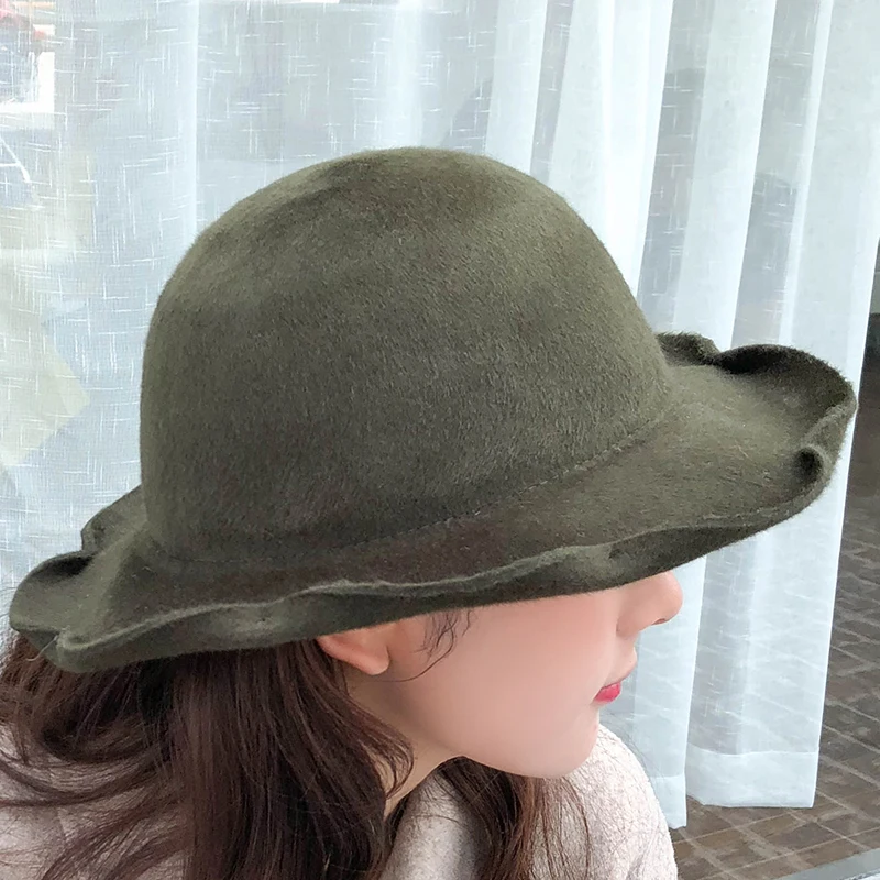New Fashion Female Fedoras Wool Brushed Felt Hat Solid Color Curl Brim Dome Fedora Hats for Women Winter ArmyGreen Hat
New Fashion Female Fedoras Wool Brushed Felt Hat Solid Color Curl Brim Dome Fedora Hats for Women Winter ArmyGreen Hat