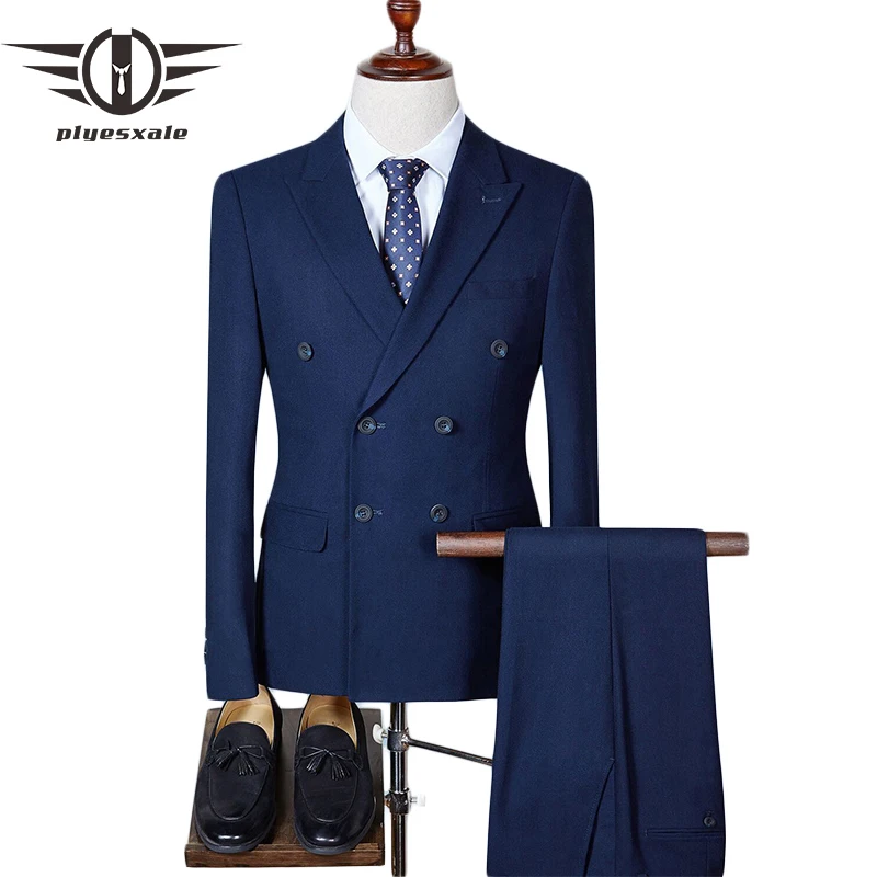 Plyesxale свадебные костюмы для мужчин Slim Fit Для s двубортный костюм 3 предмета Homme Mariage