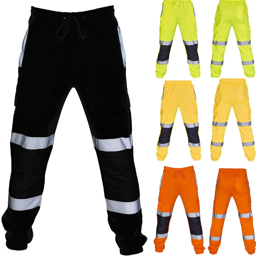 cargo pants men Road Work High Visibility joggers pantalon homme sweatpants Casual Trouser d90522