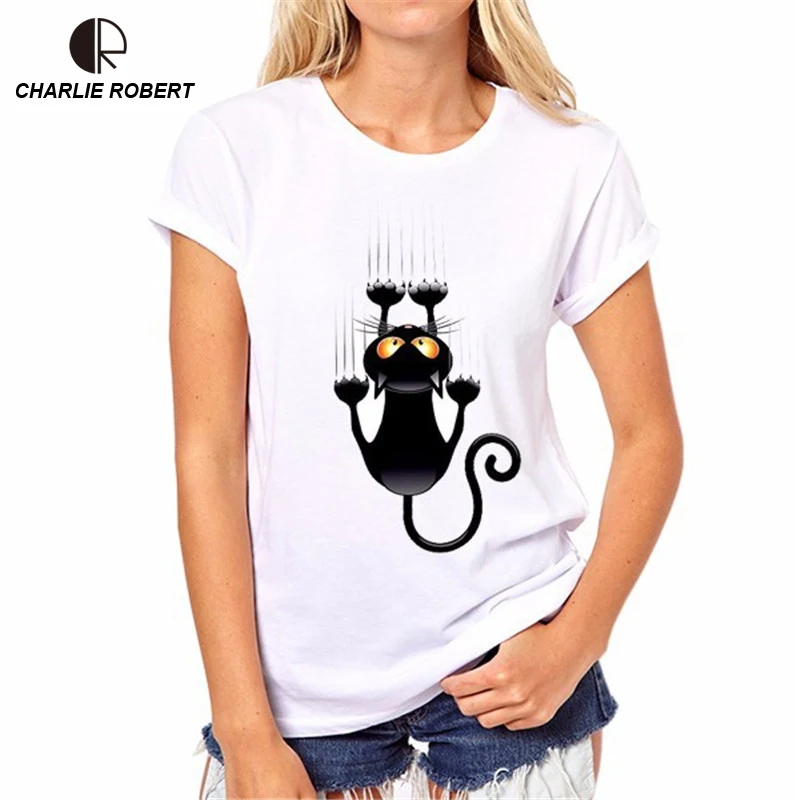 

CR Naughty Black Cat 3D футболка размер XS ~ 4XL Женская милая рубашка Хорошее качество удобные брендовые РУБАШКИ МЯГКИЕ Топы