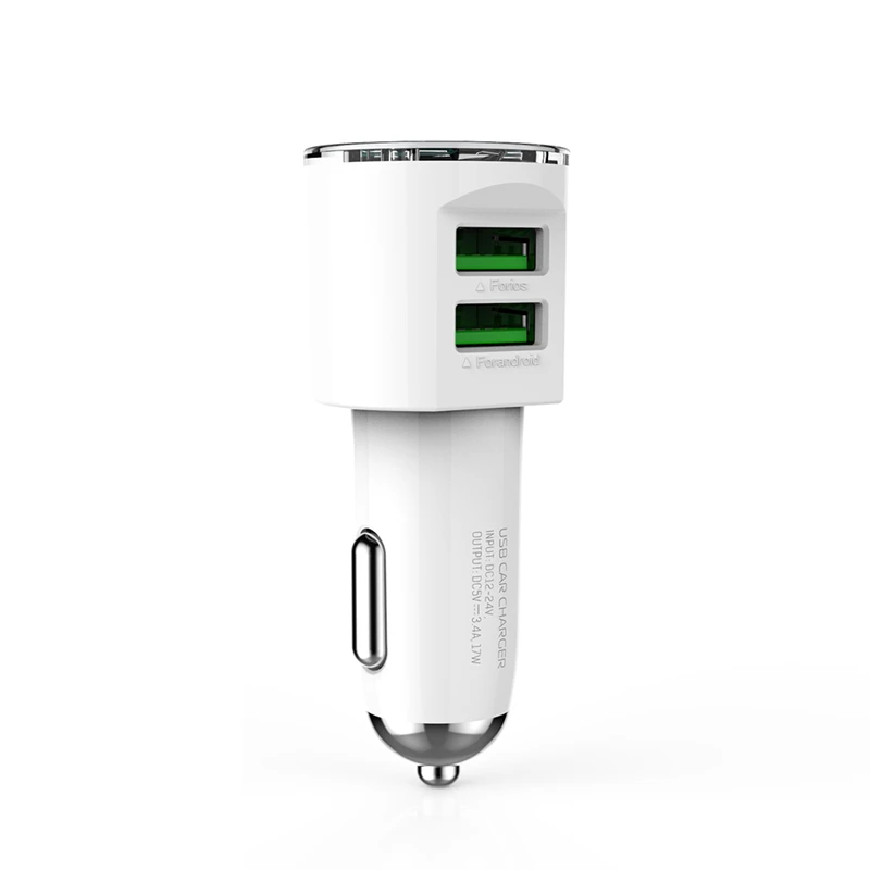 LDNIO DL C29 белого цвета с ободком Silvey Dual USB порт автомобильное зарядное устройство