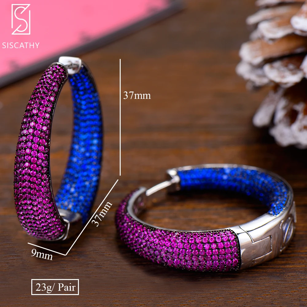 SISCATHY 2019 Charms Big Statement Hoop Earrings For Women Luxury Full Cubic Zircon Wedding Bridal DUBAI Hoop Earrings Jewelry
SISCATHY 2019 Charms Big Statement Hoop Earrings For Women Luxury Full Cubic Zircon Wedding Bridal DUBAI Hoop Earrings Jewelry