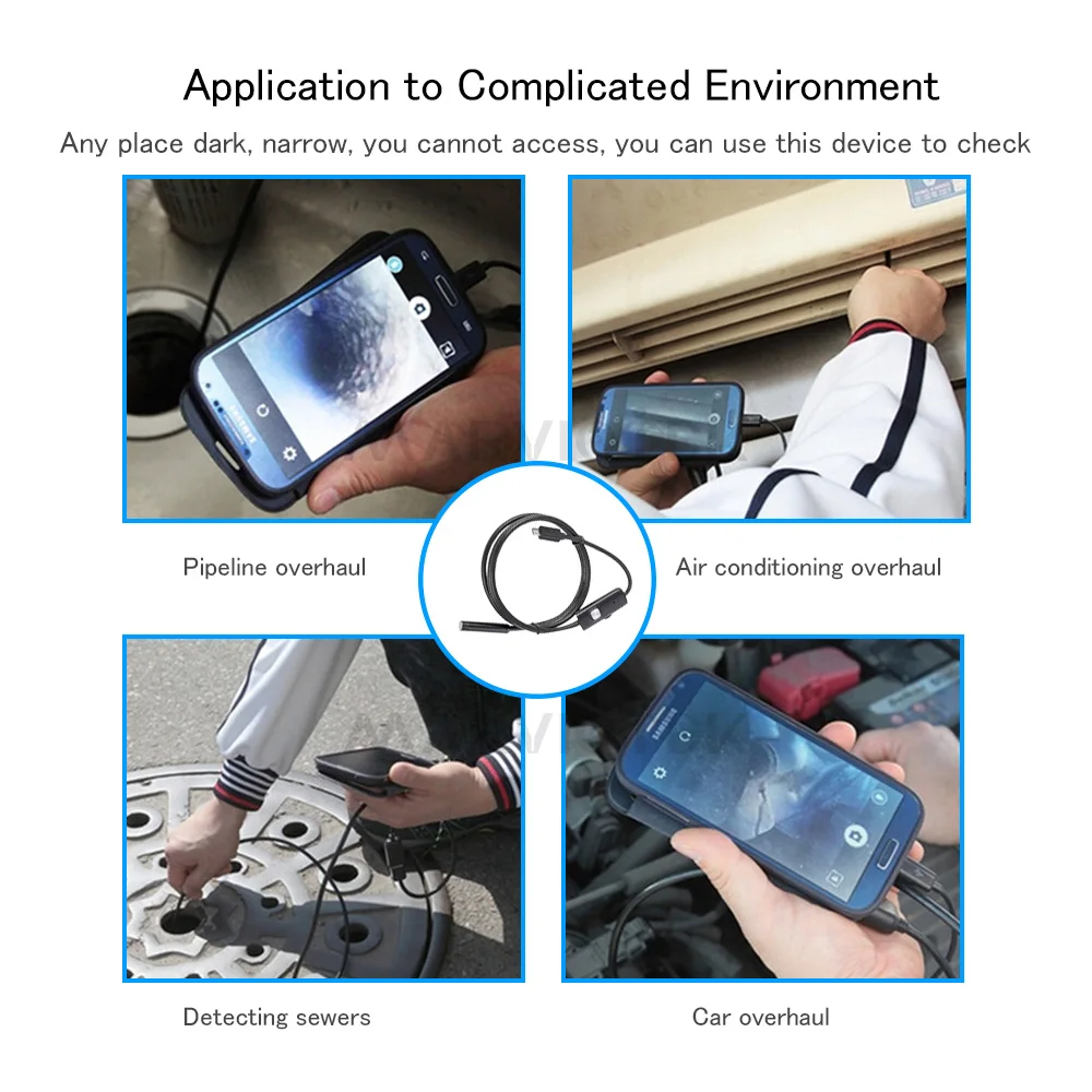5.5mm Endoscope Camera HD Flexible IP67 Waterproof Inspection Borescope Camera for Android PC Notebook 6 LEDS Adjustable 1M 1.5M
5.5mm Endoscope Camera HD Flexible IP67 Waterproof Inspection Borescope Camera for Android PC Notebook 6 LEDS Adjustable 1M 1.5M
