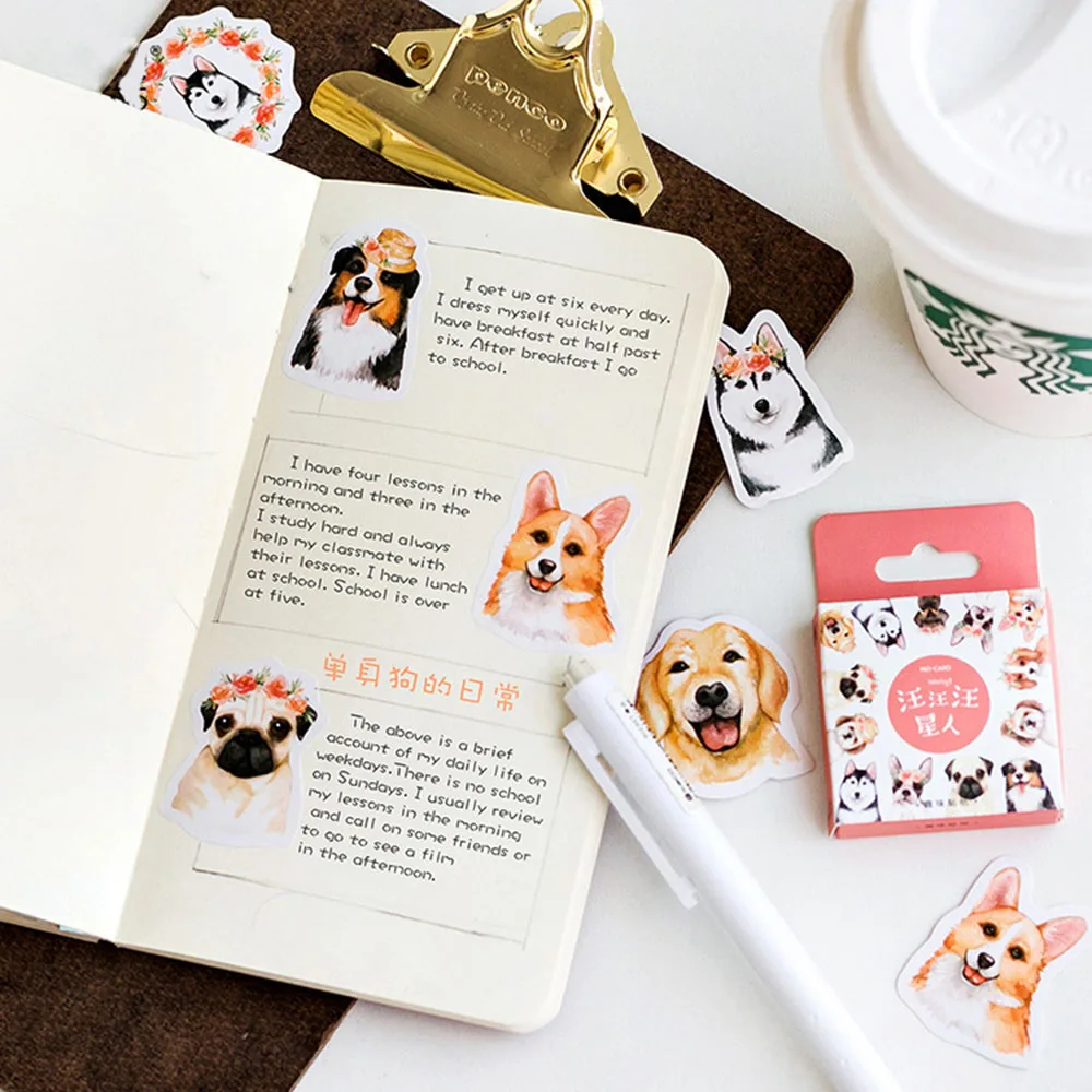 45 шт./кор. милые канцелярские наклейки DIY Собака Животное липкая бумага Kawaii для