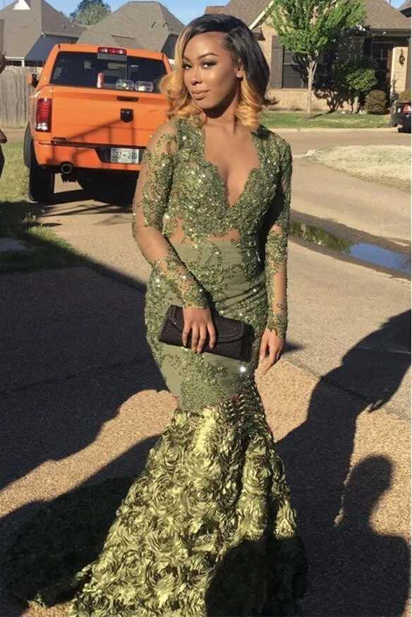 Green Robe De Soiree Mermaid Deep V-neck Long Sleeves Flowers Appliques Beaded Long Prom Dresses Prom Gown Evening Dresses
Green Robe De Soiree Mermaid Deep V-neck Long Sleeves Flowers Appliques Beaded Long Prom Dresses Prom Gown Evening Dresses