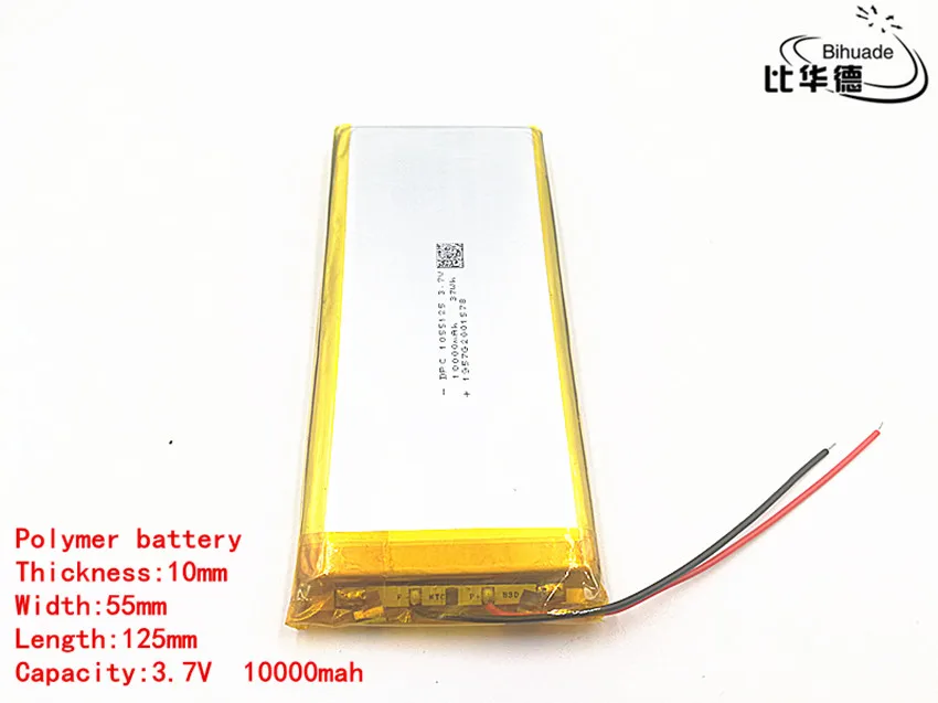 3pcs/lot Good Qulity 1055125 3.7V lithium polymer 10000 mah DIY mobile emergency power charging battery
3pcs/lot Good Qulity 1055125 3.7V lithium polymer 10000 mah DIY mobile emergency power charging battery