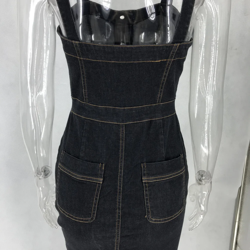 Sexy Blue Black Denim Dress Women summer vintage sleeveless Jeans Dress One piece Cowboy Pocket Button Bodycon dress Vestidos HL
Sexy Blue Black Denim Dress Women summer vintage sleeveless Jeans Dress One piece Cowboy Pocket Button Bodycon dress Vestidos HL
