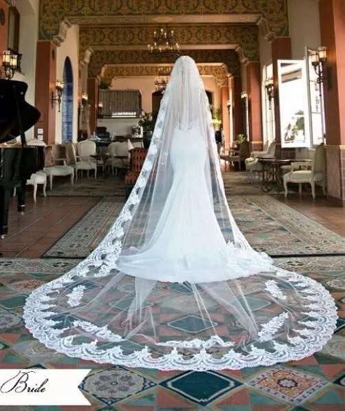 Vintage Style Lace Cathedral Wedding Veils Applique Edge Long One Layer Bridal Veils Custom Made
Vintage Style Lace Cathedral Wedding Veils Applique Edge Long One Layer Bridal Veils Custom Made