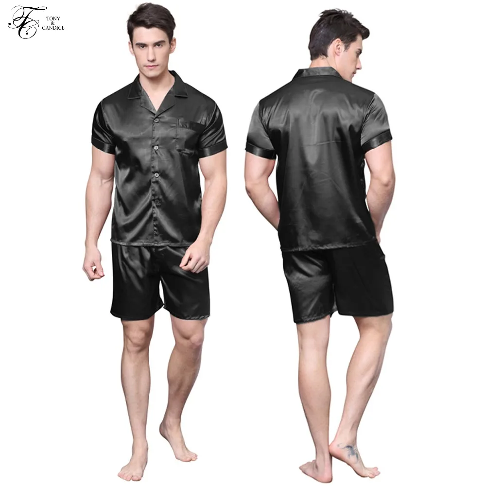 Мужская Шелковая пижама Tony & Candice шелковая мягкая ночная рубашка из вискозы для