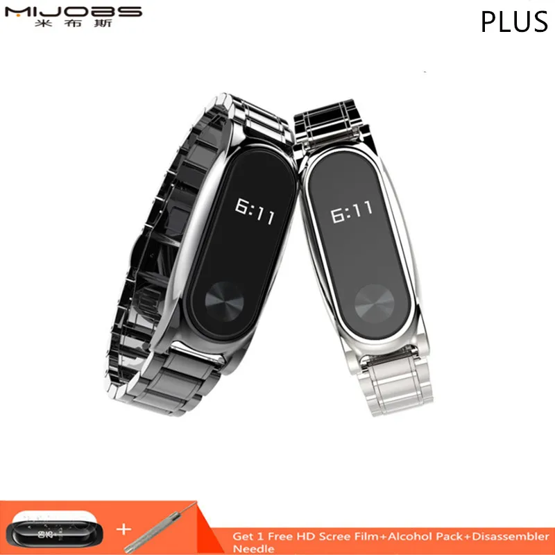 Металлический ремешок Mijobs для Xiaomi Mi Band 2 Безвинтовой браслет из нержавеющей стали