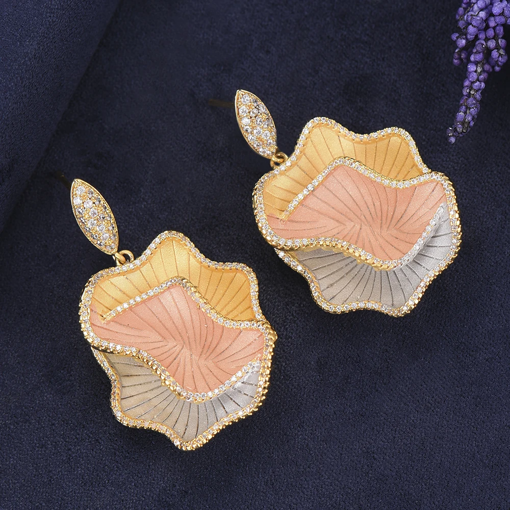 27*42 MM Deluxe Geometric Shape Dangle Earrings Full Cubic Zirconia Inlaid Drop Fashion Jewelry boucle d'oreille femme | Украшения и