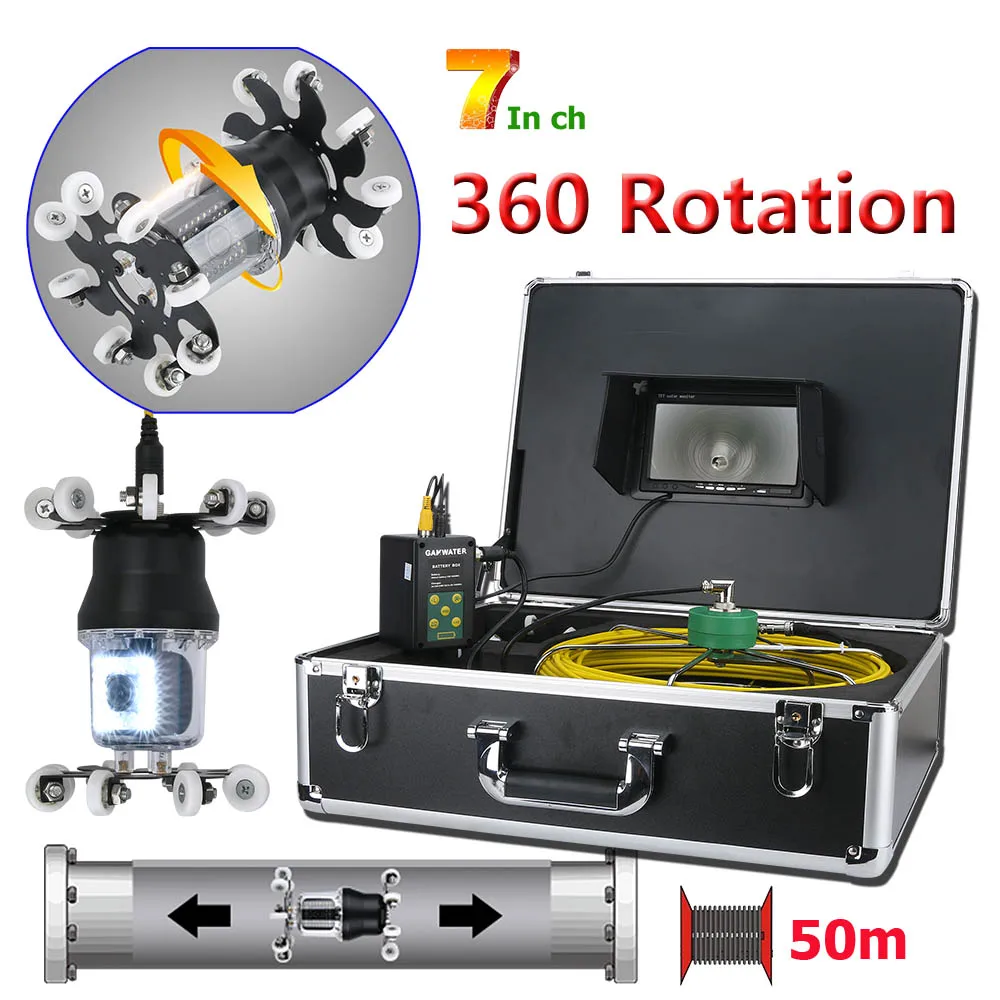 7 inch Pipe Inspection Video Camera Drain Sewer Pipeline Industrial Endoscope IP68 38 LEDs CCD 360 Degree Rotating
7 inch Pipe Inspection Video Camera Drain Sewer Pipeline Industrial Endoscope IP68 38 LEDs CCD 360 Degree Rotating