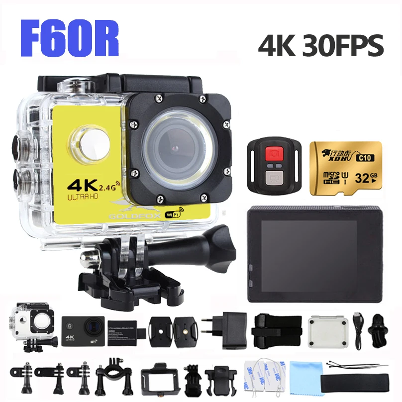 F60R 4K Action Camera Wifi 16MP Sports Video Camera 170 Wide Angel Waterproof Sports DV Bike Hemlet Car Cam Dvr+Remote Control
F60R 4K Action Camera Wifi 16MP Sports Video Camera 170 Wide Angel Waterproof Sports DV Bike Hemlet Car Cam Dvr+Remote Control