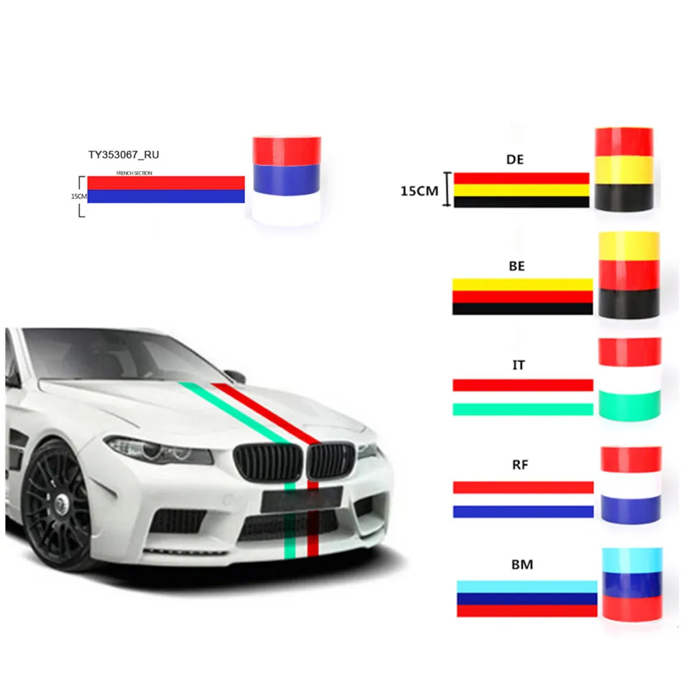 1Pcs Germany Belgium Italy Russia France Country Flag Three Color Car Front Hood Sides PVC Sticker Sports Racing Decals For 5M
1Pcs Germany Belgium Italy Russia France Country Flag Three Color Car Front Hood Sides PVC Sticker Sports Racing Decals For 5M