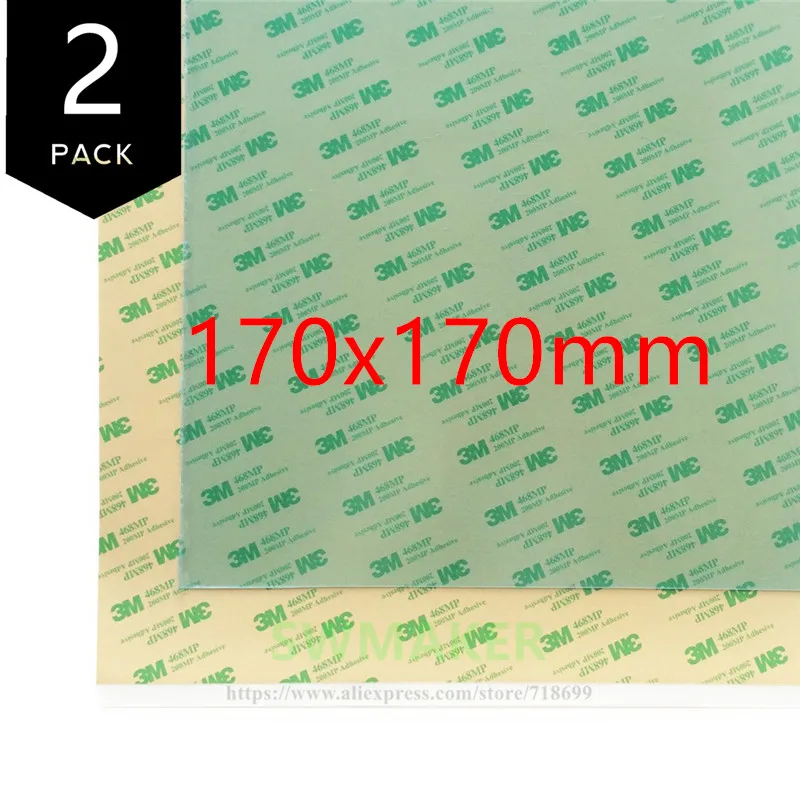 PEI Sheet, 170x170mm 3D Printing Build Surface with 3M 468MP Adhesive Tape lot of 2
PEI Sheet, 170x170mm 3D Printing Build Surface with 3M 468MP Adhesive Tape lot of 2