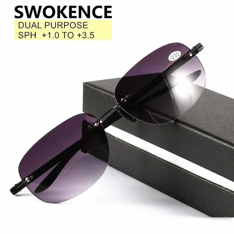 SWOKENCE Dual-purpose Rimless Reading Glasses Sunglasses Women Men Anti-fatigue Bifocal Presbyopia Eyeglasses For Hyperopia R160
SWOKENCE Dual-purpose Rimless Reading Glasses Sunglasses Women Men Anti-fatigue Bifocal Presbyopia Eyeglasses For Hyperopia R160