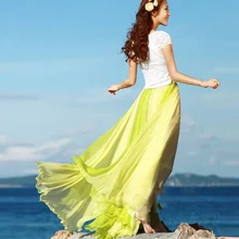 Женская длинная юбка пачка из шифона желтая или синяя
