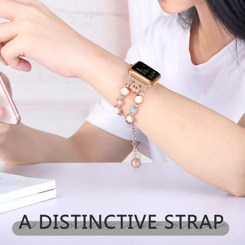 Unique Handmade Apple Watch Band Woman Luminous Pearl Adjustable iWatch Bracelet Metal Link Wristband for Apple Series 1 2 3 4 5
Unique Handmade Apple Watch Band Woman Luminous Pearl Adjustable iWatch Bracelet Metal Link Wristband for Apple Series 1 2 3 4 5