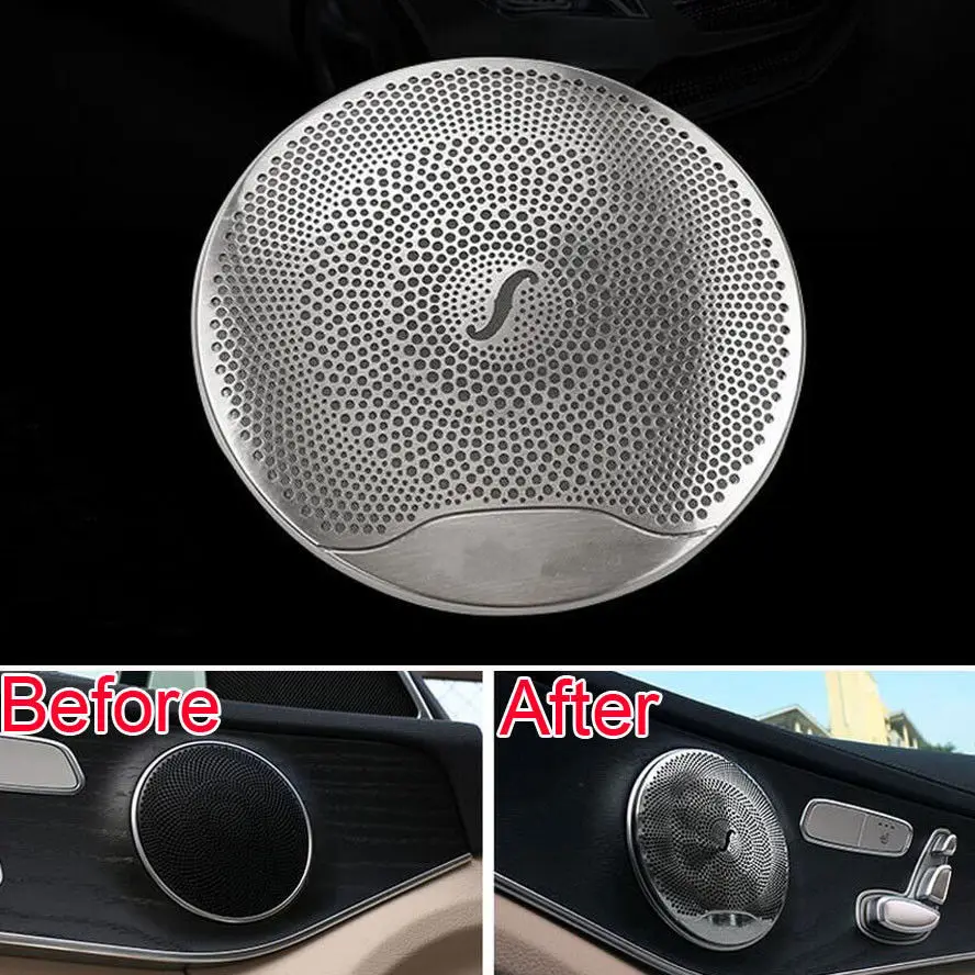 

BBQ@FUKA 4Pcs Matt Door Speaker Audio Loudspeaker Trim Ring Cover Decoration Fit For Benz C Class W205 C180 C200L C260L 2015