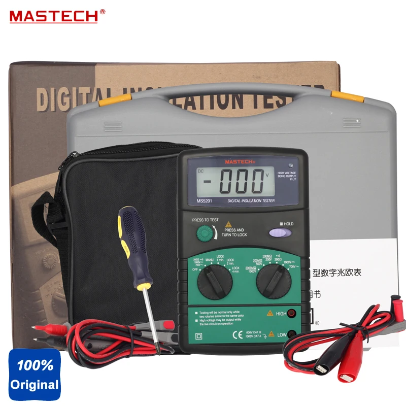 MASTECH MS5201 3 "ЖК дисплей цифровой мега Ом тестер изоляции|insulation tester|mastech ms5201mega ohm