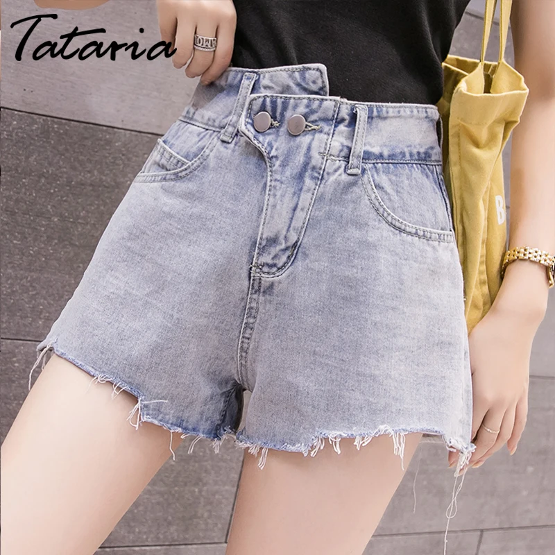 Женские джинсовые шорты с высокой талией Tataria свободные повседневные тонкими