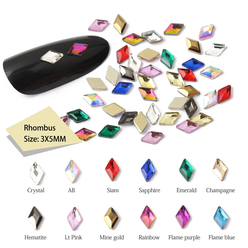 40/120Pcs/Lot Nails Art Rhinestone 3x5MM Flatback Rhombus Colorful Stones For 3D Nail Art Decoration Free Shipping
40/120Pcs/Lot Nails Art Rhinestone 3x5MM Flatback Rhombus Colorful Stones For 3D Nail Art Decoration Free Shipping
