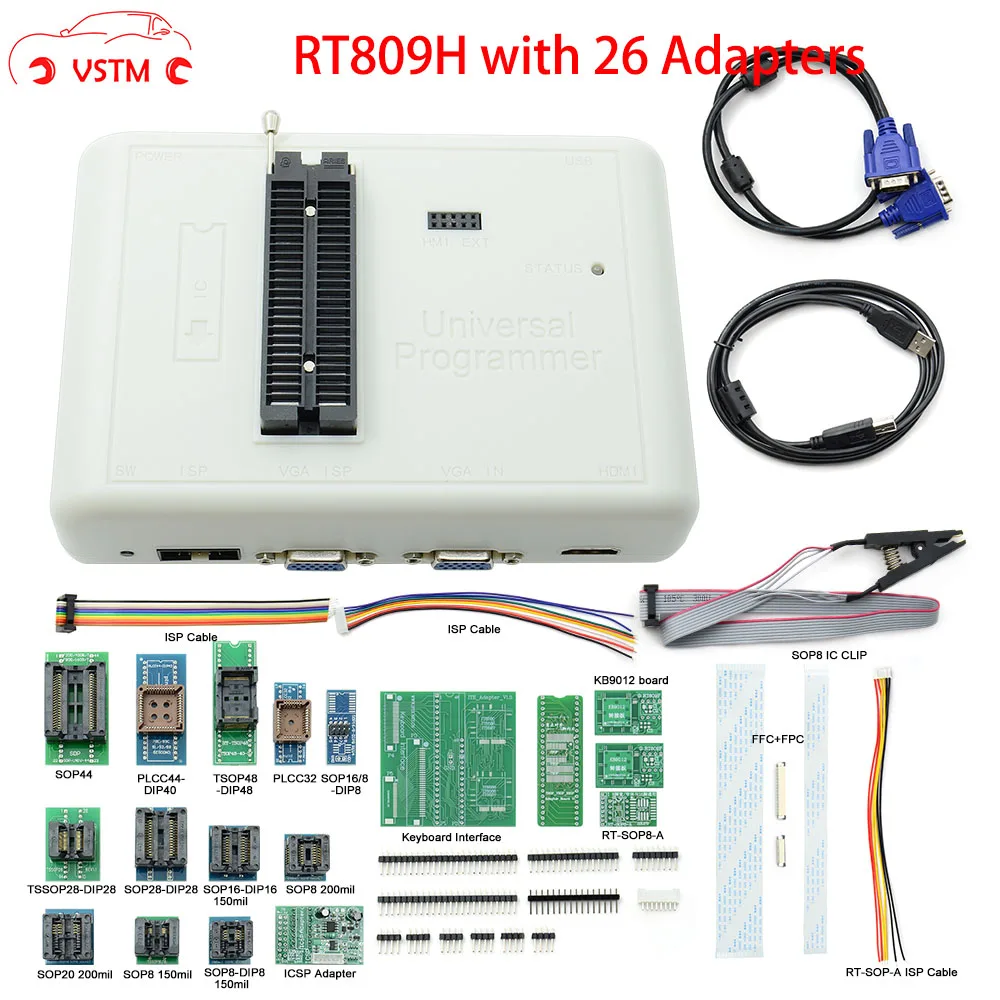 Original Universal RT809H EMMC-Nand FLASH Programmer+26 Items SOP8 flash Adapter EMMC-NAND NOR better than RT809F
Original Universal RT809H EMMC-Nand FLASH Programmer+26 Items SOP8 flash Adapter EMMC-NAND NOR better than RT809F