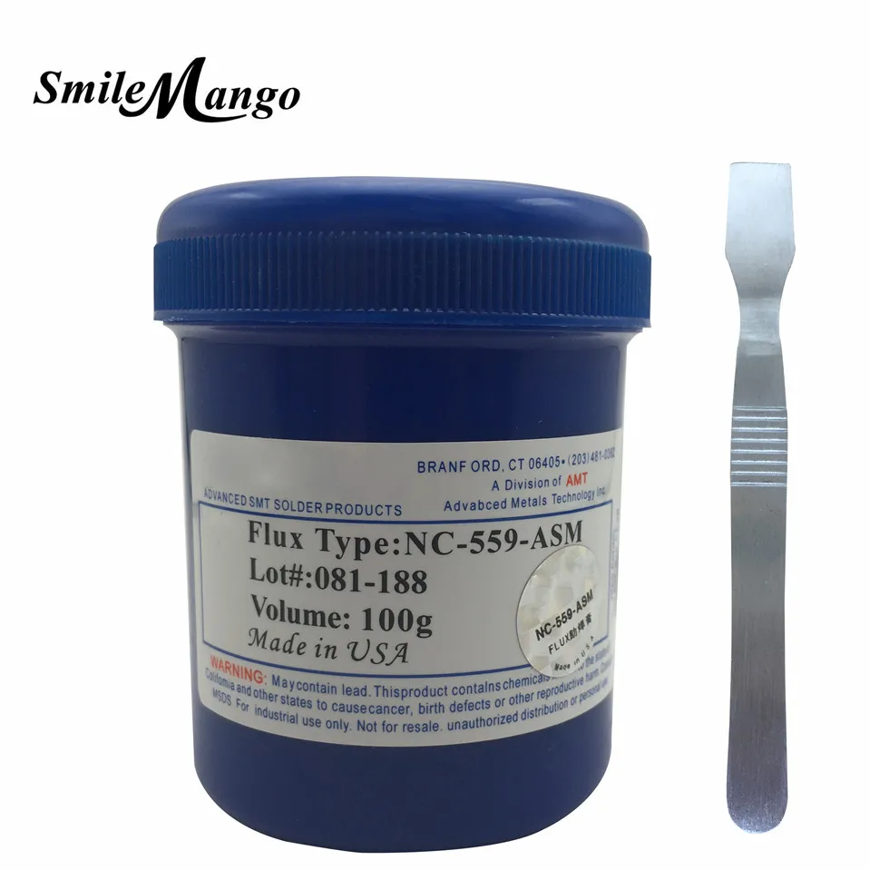 NC-559-ASM 100g Lead-Free Solder Flux Paste For SMT BGA Reballing Soldering Welding Repair No Clean+ESD scraper
NC-559-ASM 100g Lead-Free Solder Flux Paste For SMT BGA Reballing Soldering Welding Repair No Clean+ESD scraper