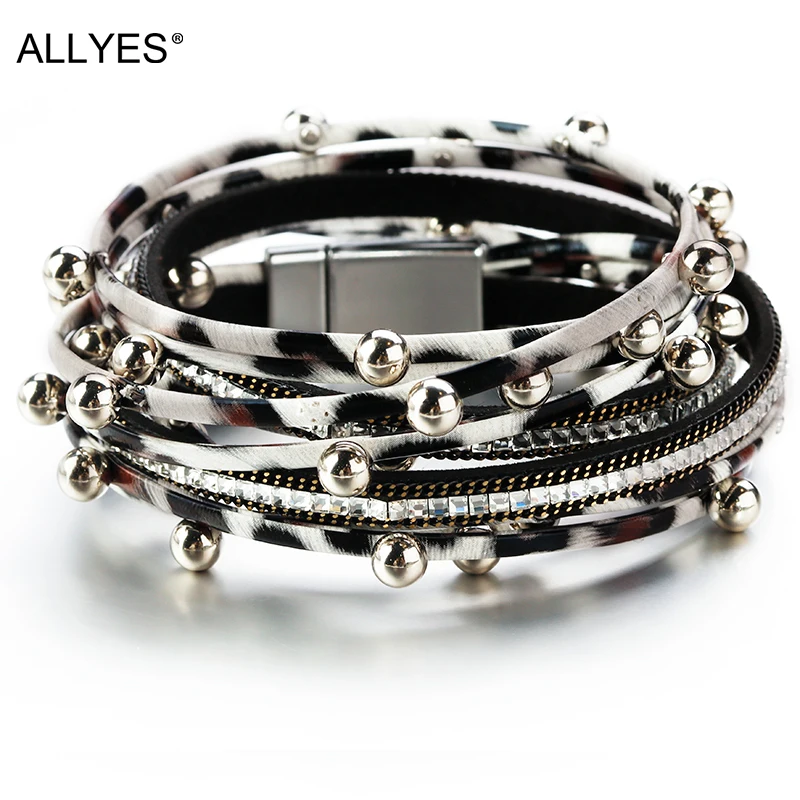 ALLYES Zebra Print Leather Bracelets for Women Crystal Metal Beads Charm Multilayer Bohemian Wrap Bracelet Female Jewelry
ALLYES Zebra Print Leather Bracelets for Women Crystal Metal Beads Charm Multilayer Bohemian Wrap Bracelet Female Jewelry