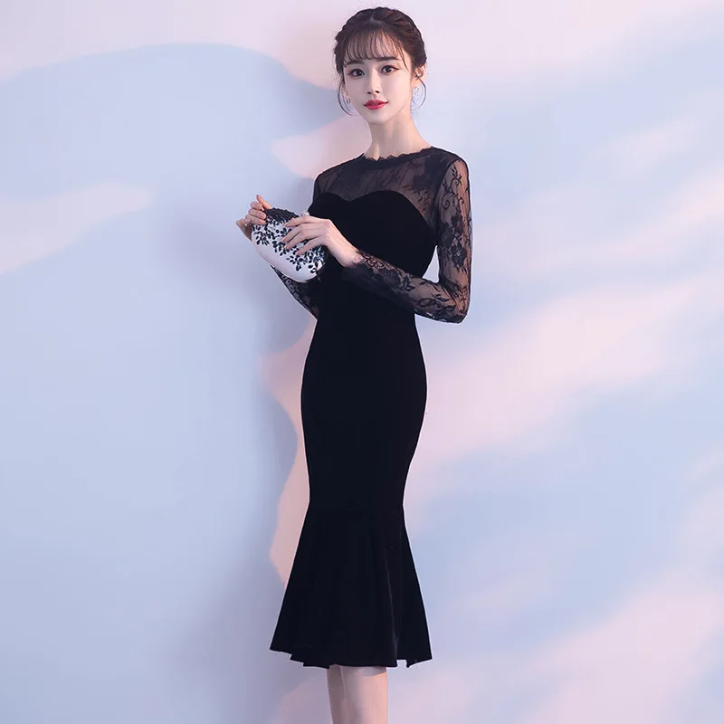 Black Lace Short Chinese Oriental Party Wedding Female Cheongsam Bridesmaid Evening Dress Elegant Celebrity Banquet Dresses
Black Lace Short Chinese Oriental Party Wedding Female Cheongsam Bridesmaid Evening Dress Elegant Celebrity Banquet Dresses