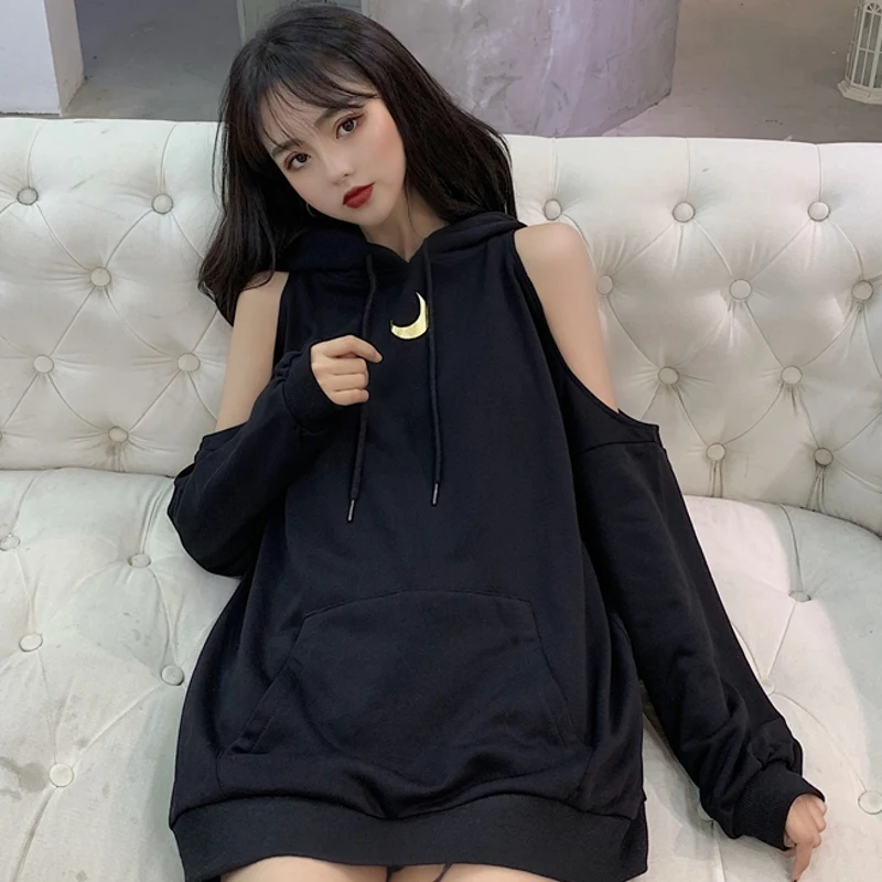 Gothic Dark Women Loose Strapless Long Sleeve Hoodies 2019 Ins Fashion Medium and Long Sweatshirt Female
Gothic Dark Women Loose Strapless Long Sleeve Hoodies 2019 Ins Fashion Medium and Long Sweatshirt Female