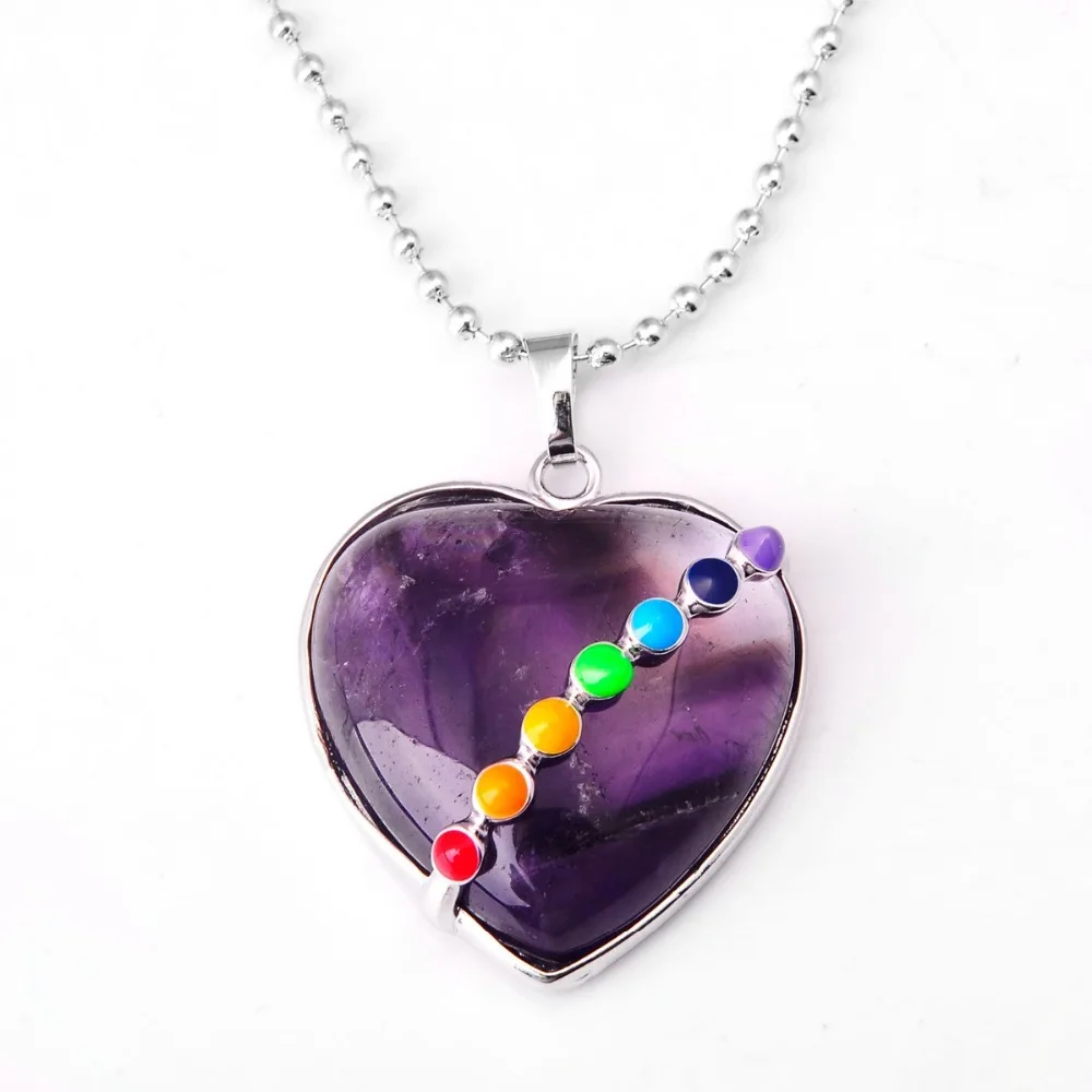 Natural 7 Chakra Gem stone Heart Pendant Necklace Stone Crystal Charm Necklaces 31x31mm
Natural 7 Chakra Gem stone Heart Pendant Necklace Stone Crystal Charm Necklaces 31x31mm