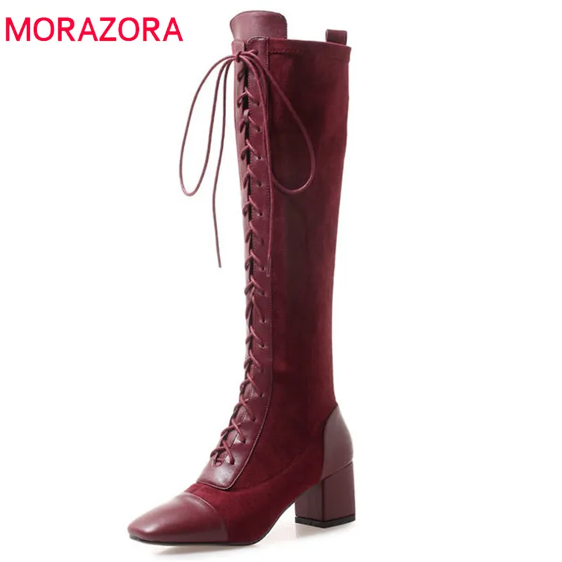 MORAZORA 2021 cow leather knee high boots women square toe lace up fashion boots high heels autumn boots elegant dress shoes
MORAZORA 2021 cow leather knee high boots women square toe lace up fashion boots high heels autumn boots elegant dress shoes