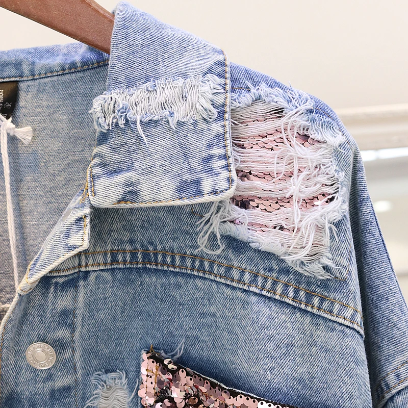2019 Hole Jean Jacket Women Spring Short Sequin Denim Jacket Splice Autumn Female Jacket Spring Jackets For Women Female Navel
2019 Hole Jean Jacket Women Spring Short Sequin Denim Jacket Splice Autumn Female Jacket Spring Jackets For Women Female Navel