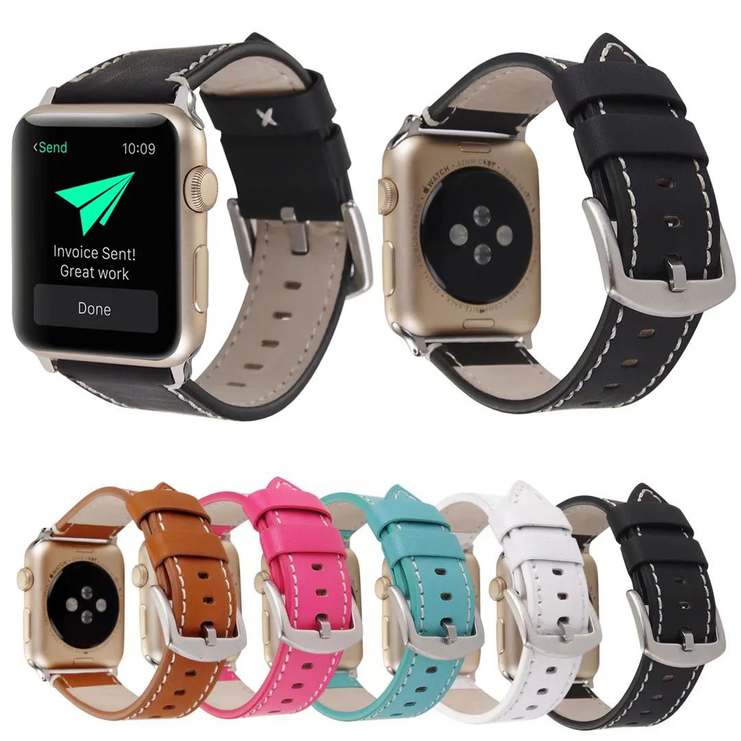 5 Colors Cowhide Watchband for Apple Watch Genuine Leather Strap Series 1 2 3 Band 42mm 38mm Metal Buckle Replacement Bracelet
5 Colors Cowhide Watchband for Apple Watch Genuine Leather Strap Series 1 2 3 Band 42mm 38mm Metal Buckle Replacement Bracelet
