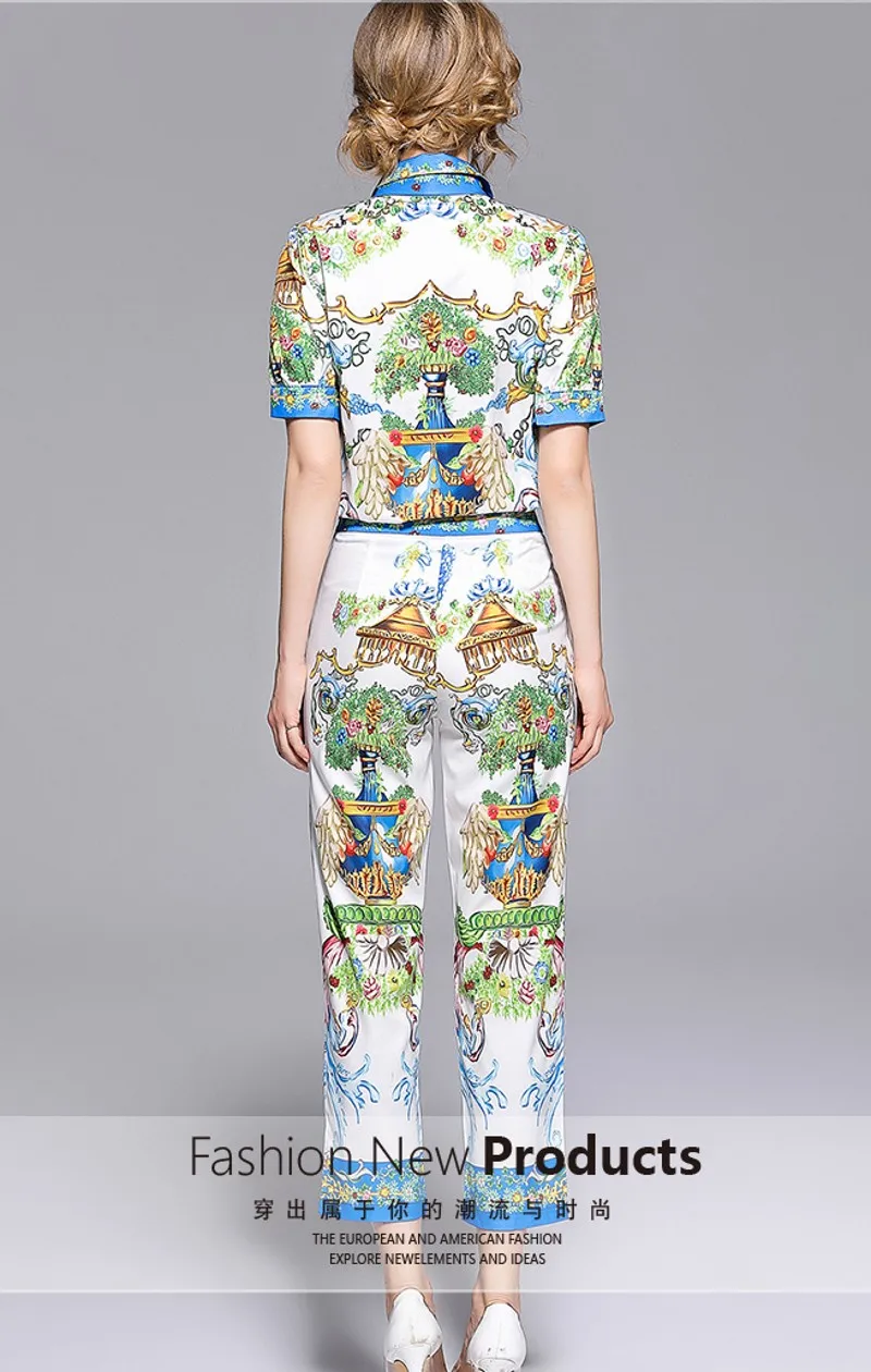 High Quality Designer Fashion Runway Suit sets Women's Short-Sleeve Bow Tie Shirt + Casual Pattern Print Calf-Length Pants Set
High Quality Designer Fashion Runway Suit sets Women's Short-Sleeve Bow Tie Shirt + Casual Pattern Print Calf-Length Pants Set