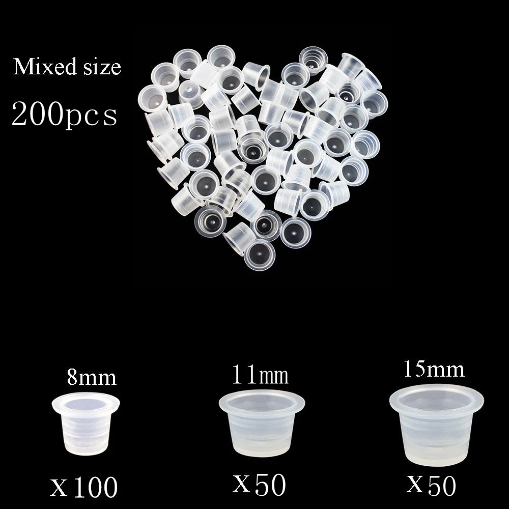 200pcs/lot Mixed Clear disposable Tattoo Ink Pigment Cups 8mm 11mm 15mm Classic Without Base Pigment Supplies Permanent Makeup
200pcs/lot Mixed Clear disposable Tattoo Ink Pigment Cups 8mm 11mm 15mm Classic Without Base Pigment Supplies Permanent Makeup