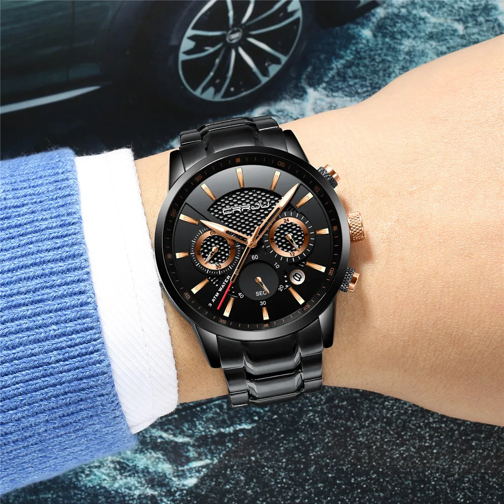 Man Steel Watch Chronograph Military Quartz Wristwatch Mens Sport Casual Fashion Brand CRRJU Water Resistant 30M Relogios
Man Steel Watch Chronograph Military Quartz Wristwatch Mens Sport Casual Fashion Brand CRRJU Water Resistant 30M Relogios