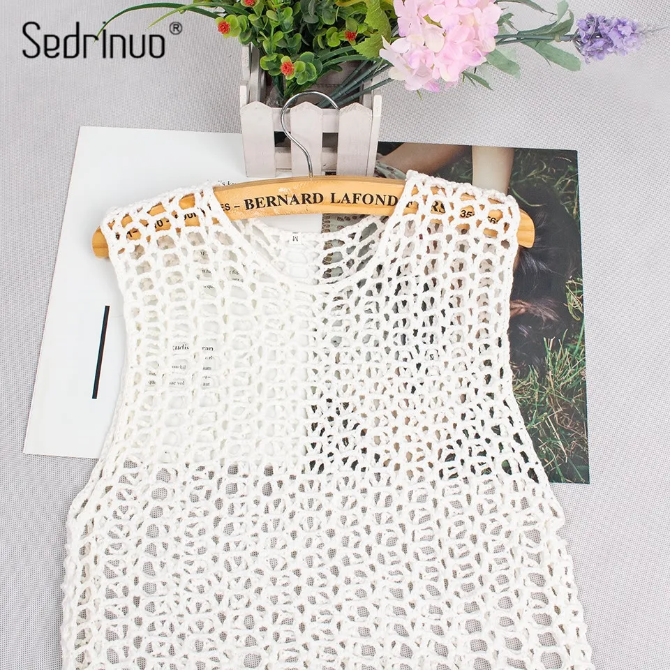 SEDRINUO Women Beach Dress High Split Side Hand crochet Hollow out Fishnet Maxi White/Black Beach Wear Summer See through Dress
SEDRINUO Women Beach Dress High Split Side Hand crochet Hollow out Fishnet Maxi White/Black Beach Wear Summer See through Dress