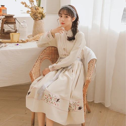 Embroidered Magpie Long Sleeve Women Dress Mid-calf A-line Print Dresses Chinese Style Stand Collar Spring Womens Dresses
Embroidered Magpie Long Sleeve Women Dress Mid-calf A-line Print Dresses Chinese Style Stand Collar Spring Womens Dresses