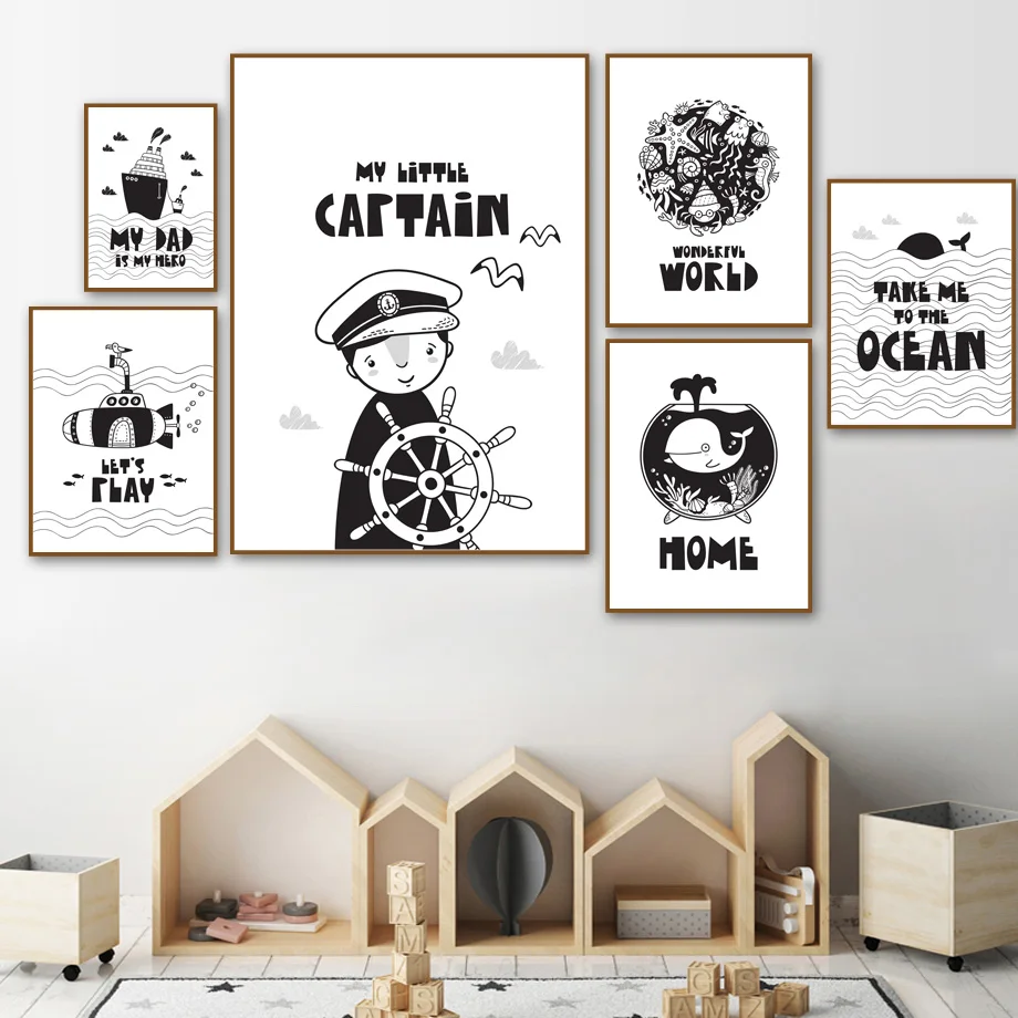 Ocean Little Captain Boy Whale Black White Cartoon Nordic Posters And Prints Wall Art Canvas Painting Wall Pictures Kids Room
Ocean Little Captain Boy Whale Black White Cartoon Nordic Posters And Prints Wall Art Canvas Painting Wall Pictures Kids Room
