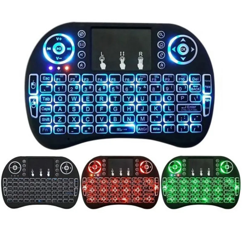 Мини i8 Беспроводная клавиатура русская QWERTY Клавиатура подсветка сенсорная