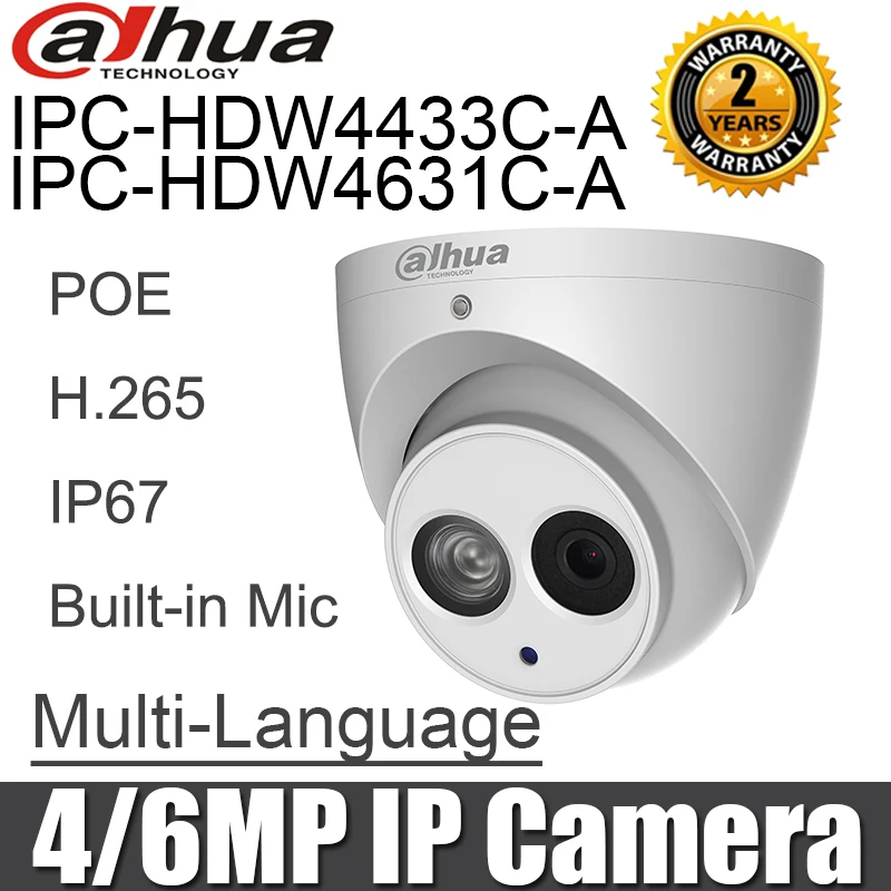 Dahua IPC-HDW4631C-A IPC-HDW4433C-A 4MP 6MP IP Camera POE English built-in Mic night vision cctv security camera network camera
Dahua IPC-HDW4631C-A IPC-HDW4433C-A 4MP 6MP IP Camera POE English built-in Mic night vision cctv security camera network camera