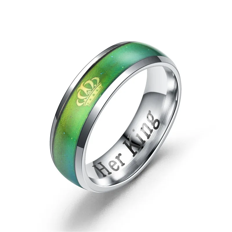 His Queen Her King Women Men Pair Ring Temperature Voice Emotion Feeling Change Rustless Steel Rings Color
His Queen Her King Women Men Pair Ring Temperature Voice Emotion Feeling Change Rustless Steel Rings Color