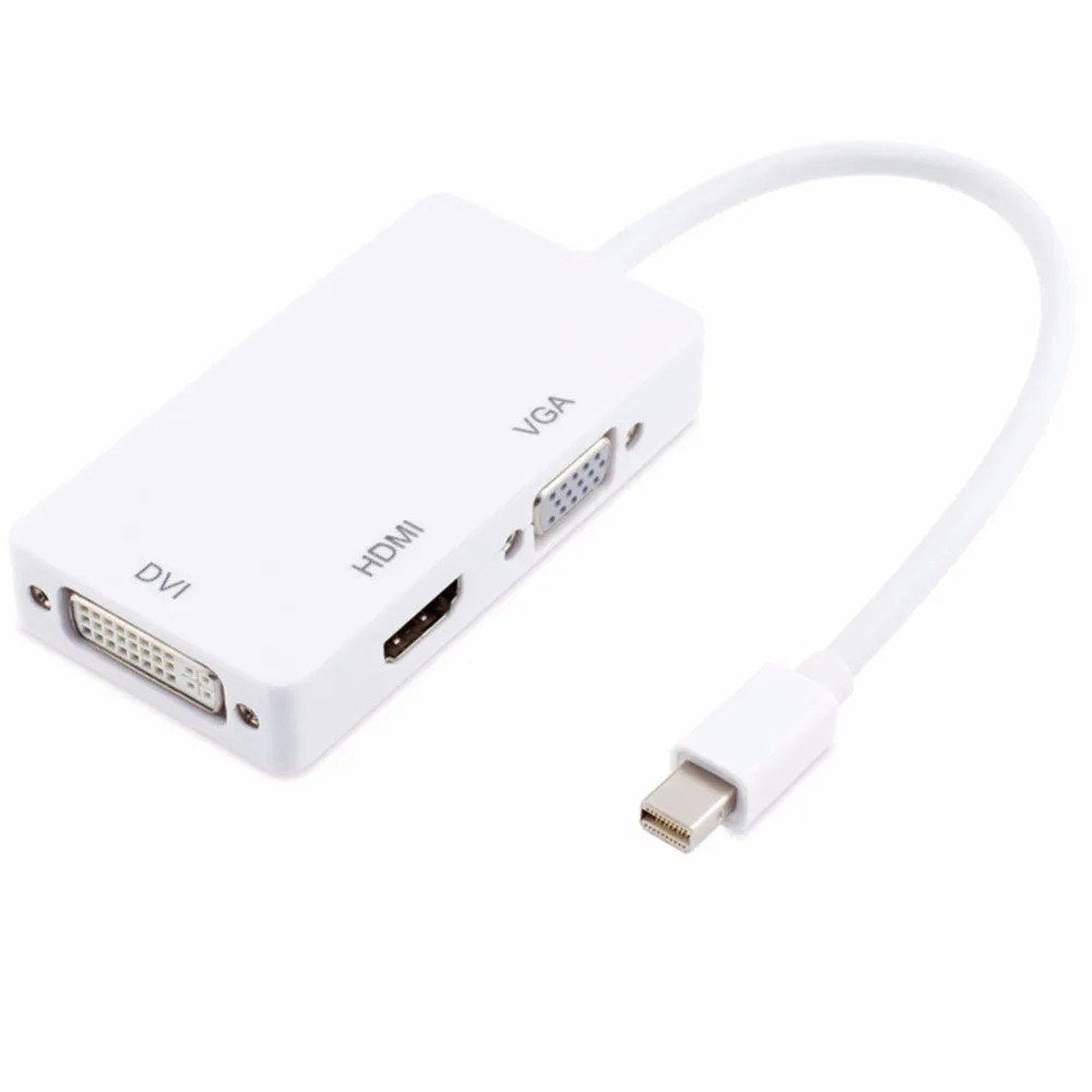 Адаптер Mini DisplayPort (совместимый с Thunderbolt 1/2) на HDMI VGA DVI 3 в 1 кабель конвертер для MacBook