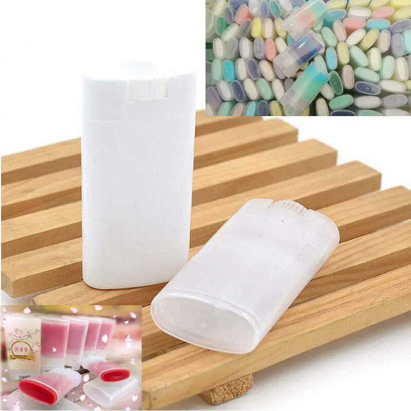 

100pcs 15g Empty Plastic Oval Flat Tubes Lip Balm Tubes Homemade Lipstick Deodorant Containers DIY Cosmetic Bottles White Clear