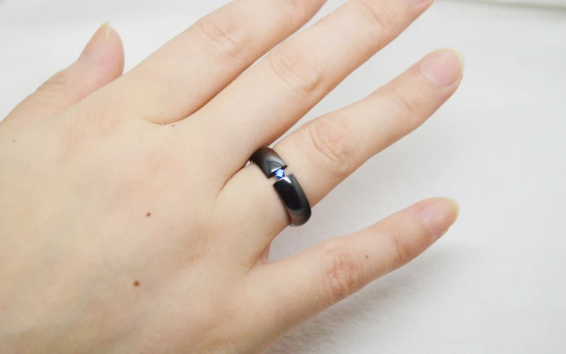 Free Shipping 6mm Domed Half Round High Polish black Ceramic Ring blue CZ inlay Fashion Jewelry Finger | Украшения и аксессуары