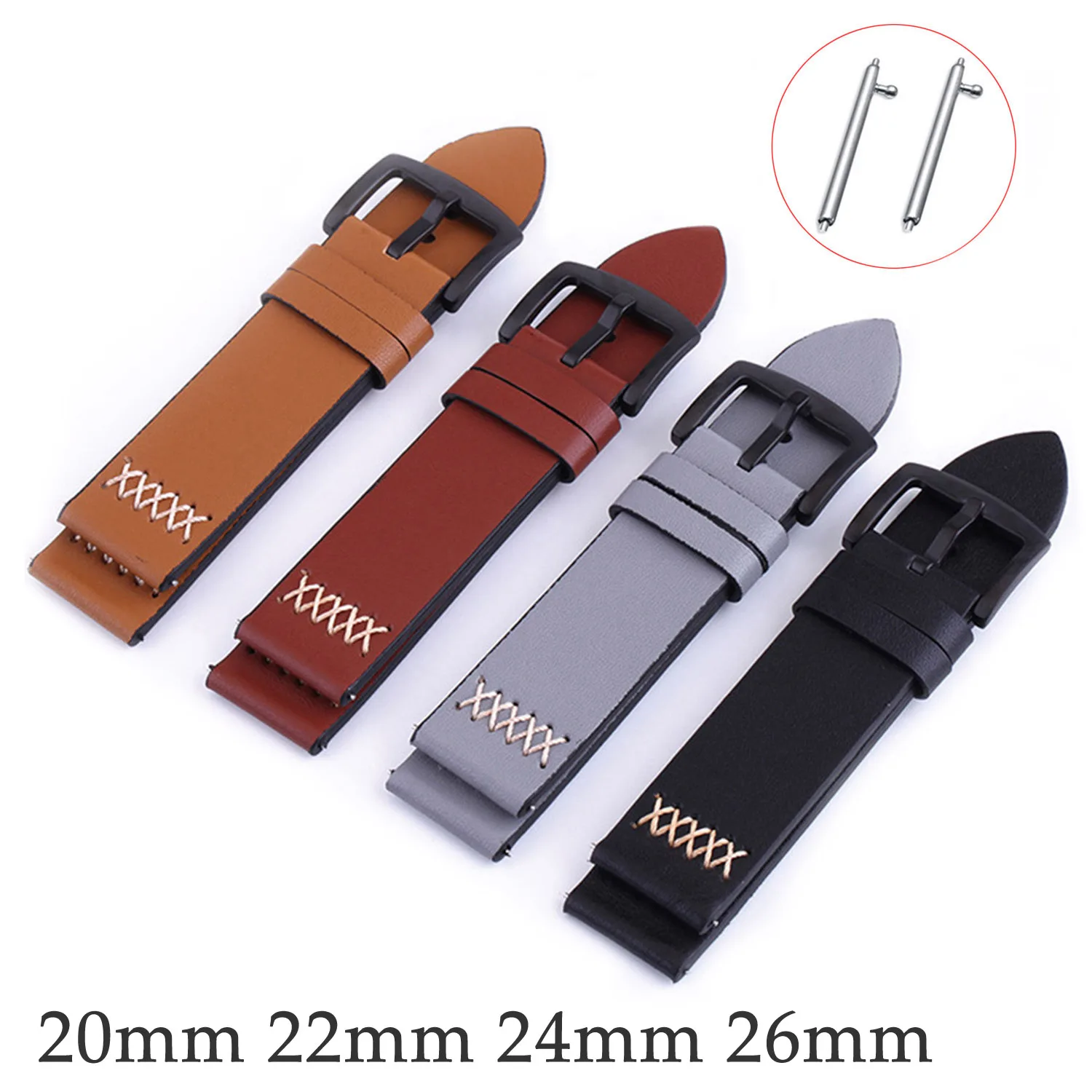 20mm 22mm 24mm 26mm Watch Strap Stitching Genuine Leather Watch Band Classic Metal Buckle Wrist Strap Belt With Quick Pins
20mm 22mm 24mm 26mm Watch Strap Stitching Genuine Leather Watch Band Classic Metal Buckle Wrist Strap Belt With Quick Pins